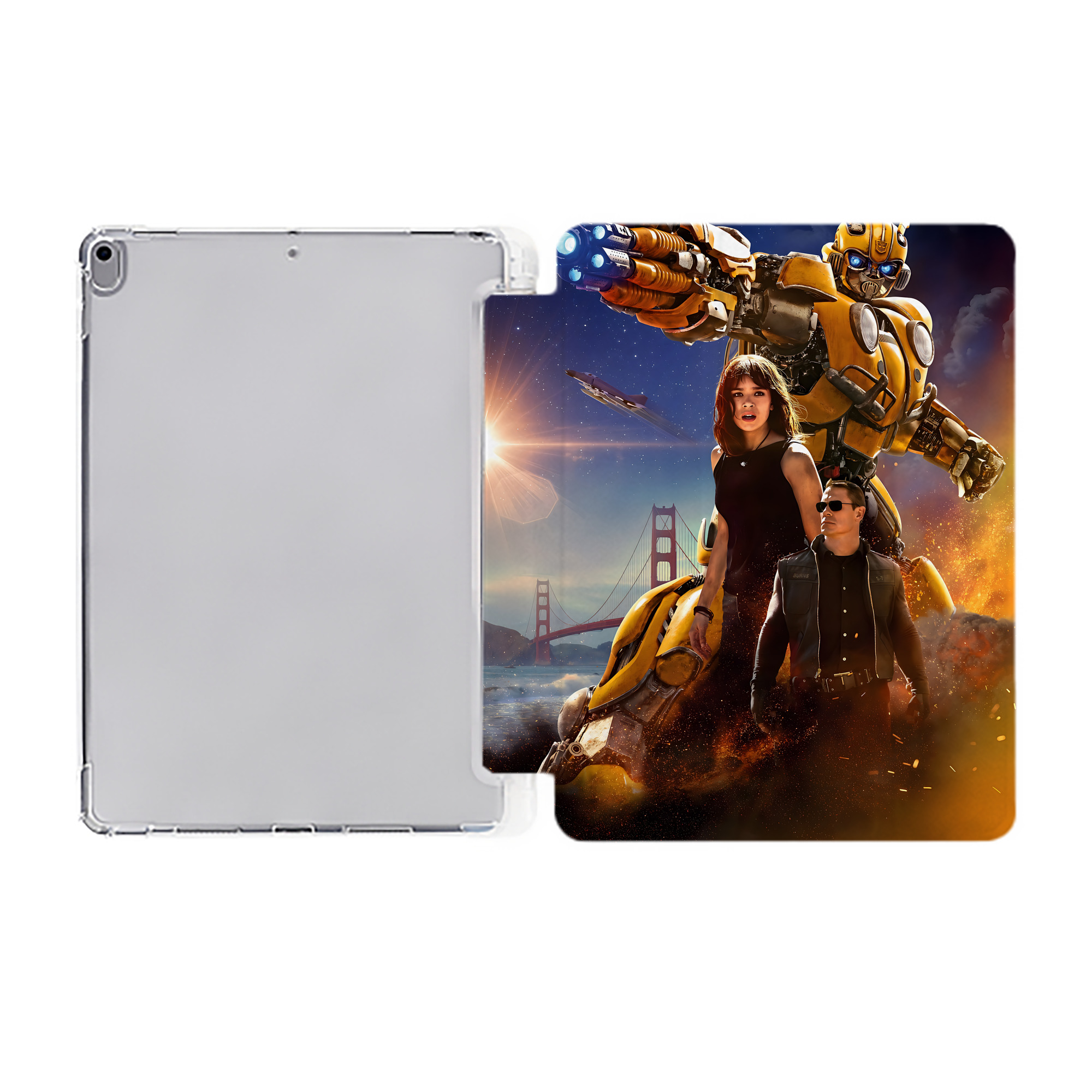 （画像用） Transformers トランスフォーマー IPad ケース ペン収納付き 三つ折りスタンド PUレザー×シリコン 対応機種9.5/10.5/10.9インチ